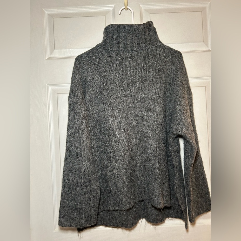 H&M fuzzy grey turtleneck sweater